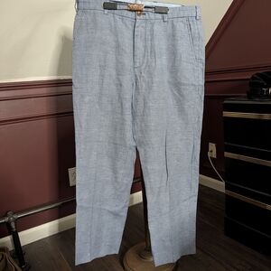 Brooks Brothers Baird McNutt Irish Linen Blue Houndstooth Plaid Pants 36